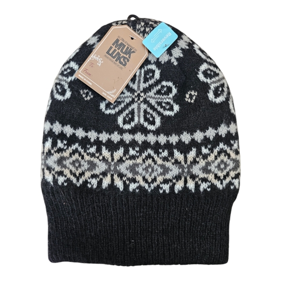 MUK LUKS Reversible Winter Hat Beanie NWT - Picture 2 of 3